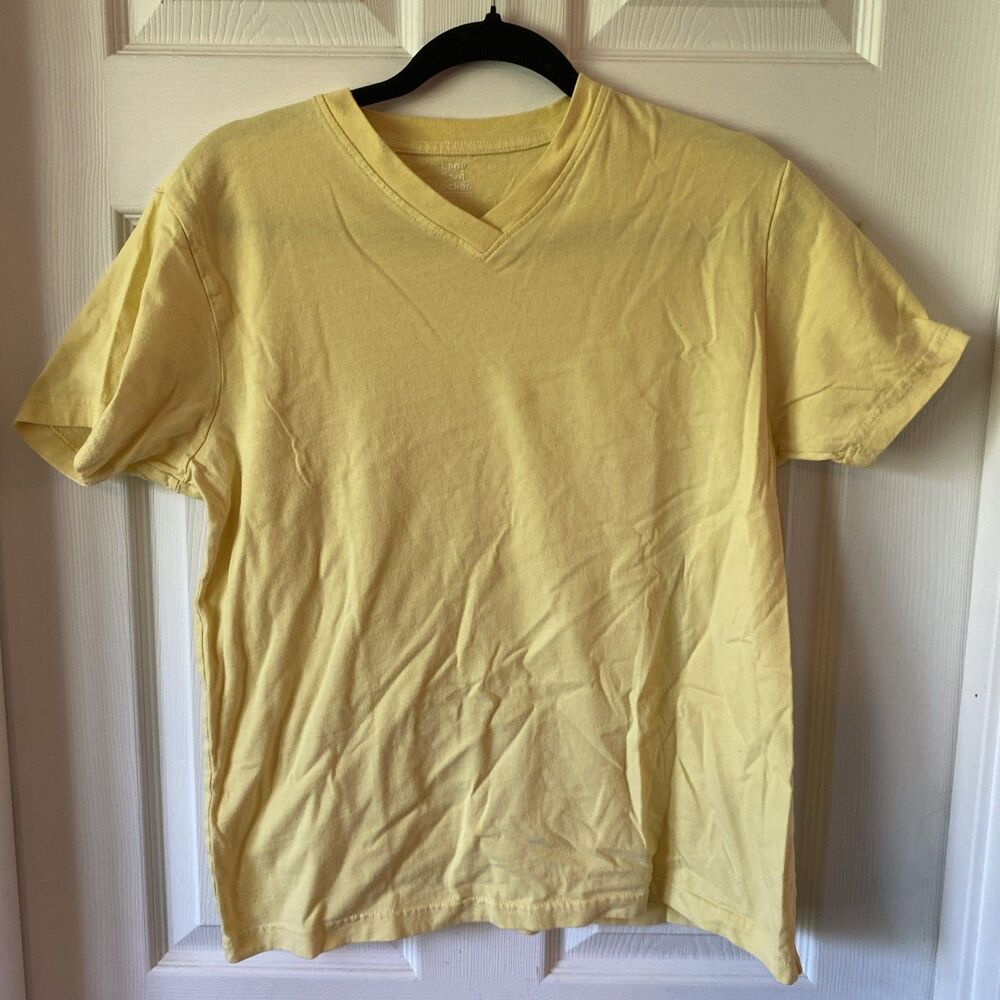 Lady Foot Locker V Neck Medium T Shirt Yellow Short Sleeve Y2K